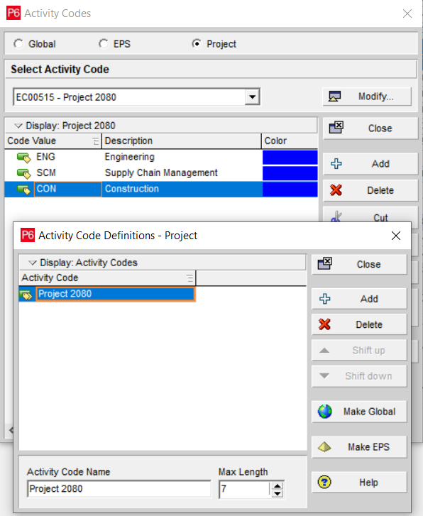 activity codes to connect Primavera P6 XER file to Power BI